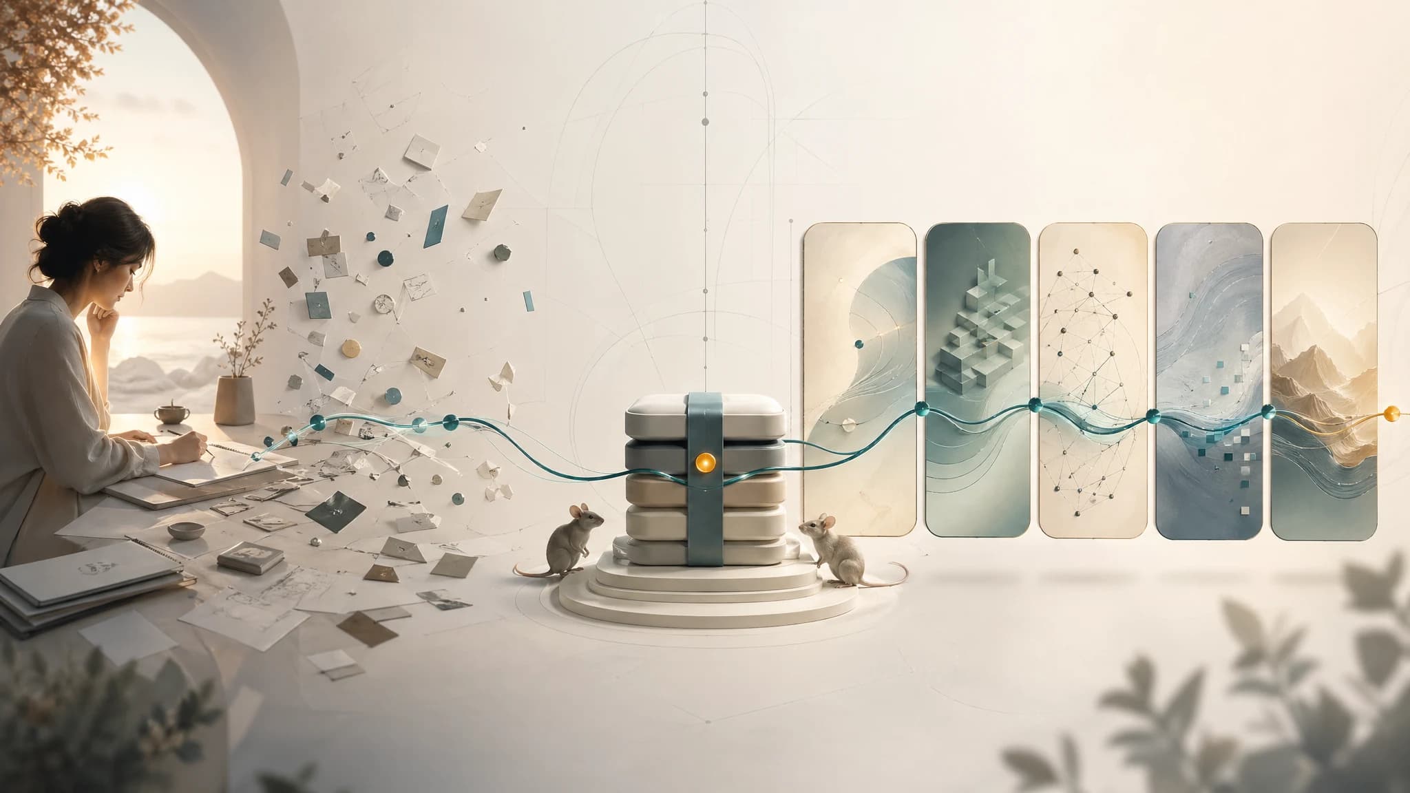 A portable memory stack relaying context across several AI workflow surfaces.